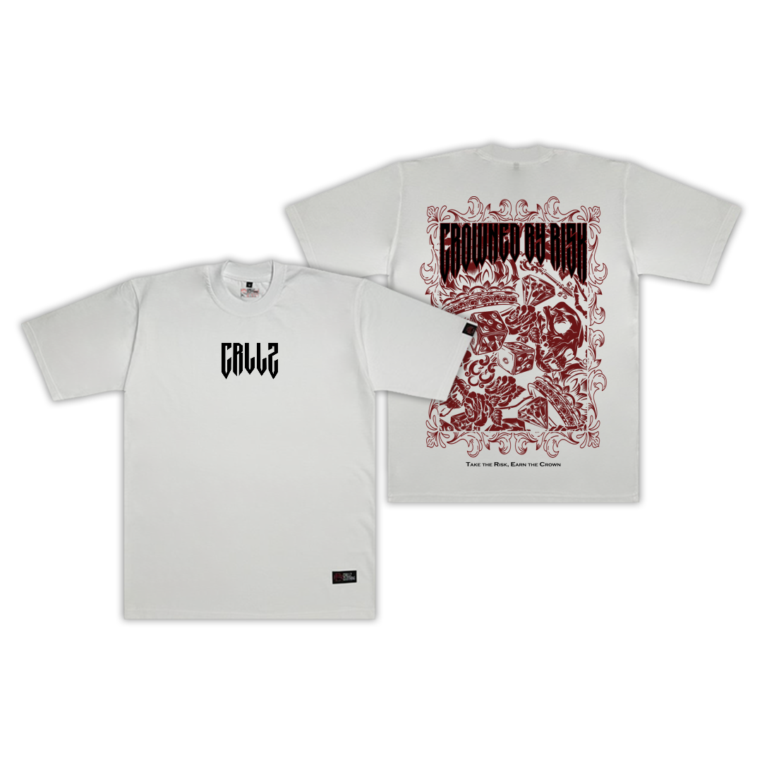 CRLLZ "Crowned by Risk" Graphic Tees in White